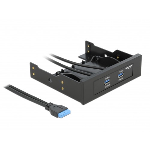 Delock USB 3.0 Front Panel 2 Port with internal 19 Pin USB 3.0 Pin Header