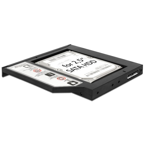 Delock Slim SATA 5.25″ Installation Frame (13 mm) for 1 x 2.5″ SATA HDD up to 9.5 mm