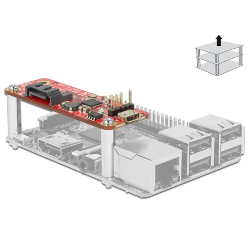 Delock Converter Raspberry Pi USB Micro-B female / USB Pin Header  SATA 7 Pin