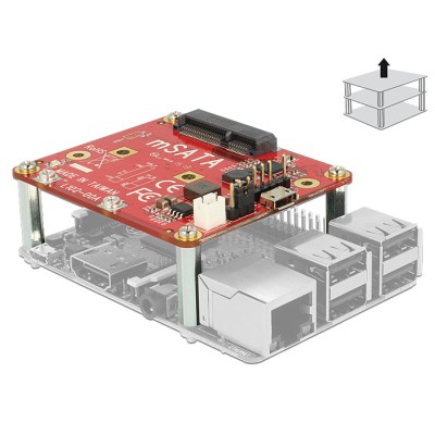 Delock Converter Raspberry Pi USB Micro-B female / USB pin header  mSATA 6 Gb/s 2