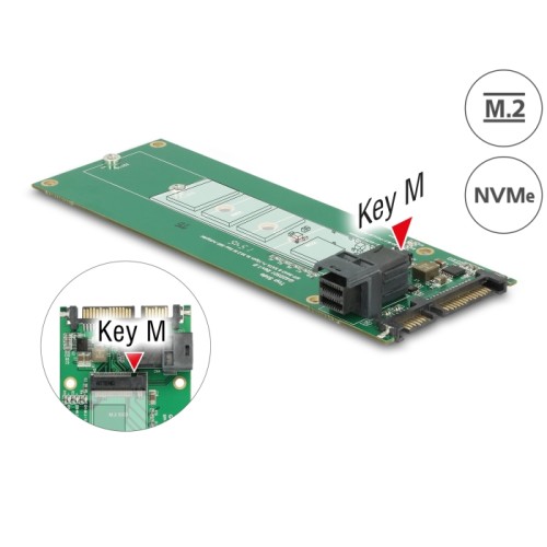 Delock Converter SATA 22 pin / SFF-8643 NVMe  1 x M.2 Key M
