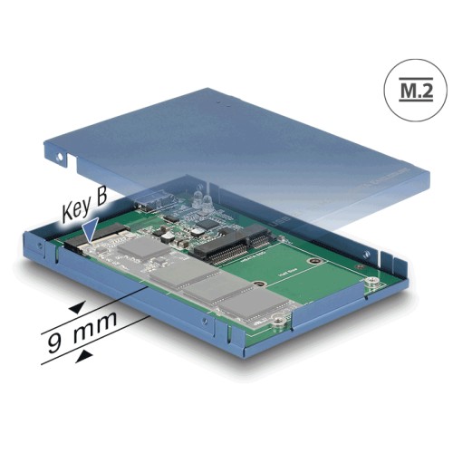 Delock 2.5″ Converter USB 3.1 Micro-B female > M.2 / mSATA with enclosure