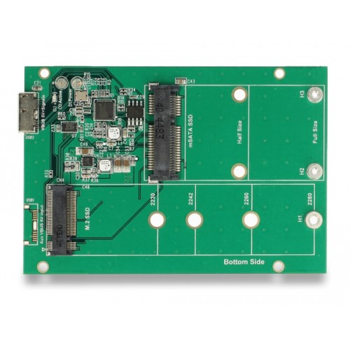 Delock 2.5″ Converter USB 3.1 Micro-B female > M.2 / mSATA with enclosure