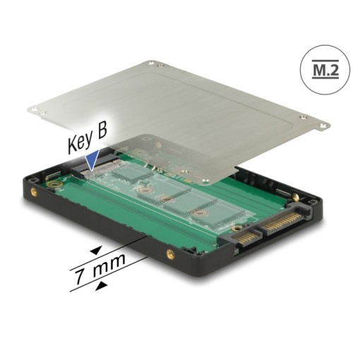 Delock 2.5″ Converter SATA 22 pin > M.2 with Enclosure