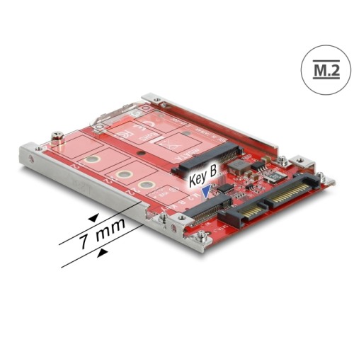Delock 2.5″ Converter SATA 22 pin > M.2 / mSATA with frame 7 mm