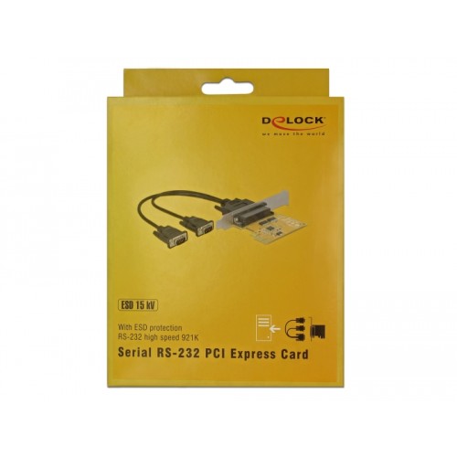 Delock PCI Express Card to 2 x Serial RS-232 high speed 921K ESD protection