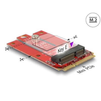 Delock Adapter Mini PCIe > M.2 Key E slot
