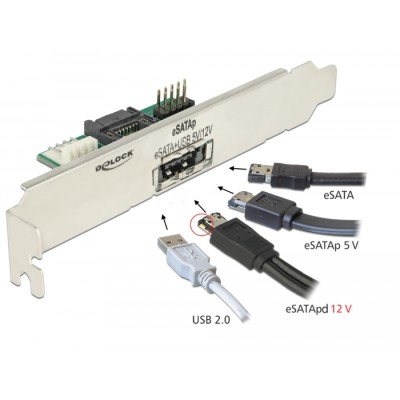 Delock Slot bracket 1 x eSATApd 5 V / 12 V