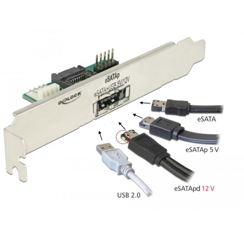 Delock Slot bracket 1 x eSATApd 5 V / 12 V