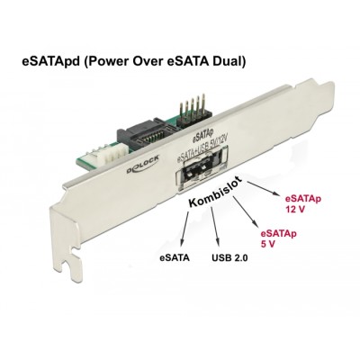 Delock Slot bracket 1 x eSATApd 5 V / 12 V 2