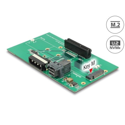 Delock U.2 SFF-8643 Adapter to PCIe x4 or M.2 Key M slot with fixing plate