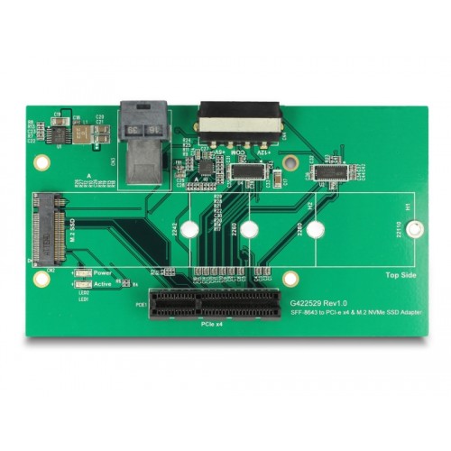 Delock U.2 SFF-8643 Adapter to PCIe x4 or M.2 Key M slot with fixing plate