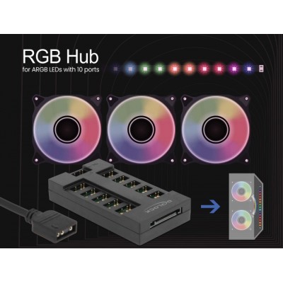 Delock RGB Hub for ARGB LEDs with 10 ports 2