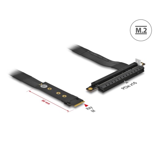 Delock M.2 Key M to PCIe x16 NVMe Adapter with 20 cm cable