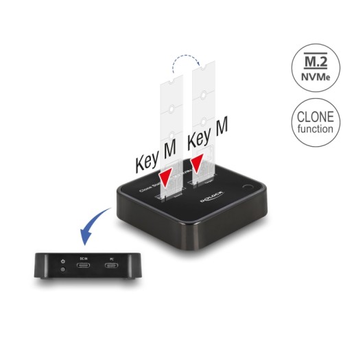 Delock M.2 Docking Station for 2 x M.2 NVMe PCIe SSD with Clone function