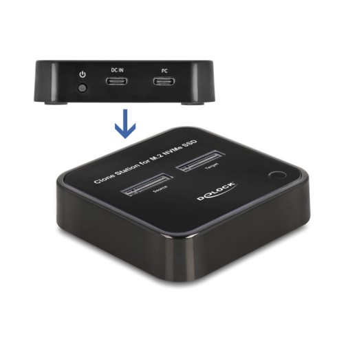 Delock M.2 Docking Station for 2 x M.2 NVMe PCIe SSD with Clone function