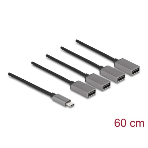 Delock 4 Port USB 2.0 Cable Hub with USB Type-C™ connector 60 cm