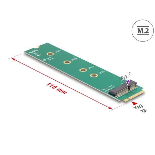 Delock Adapter M.2 Key M male > M.2 Key E slot