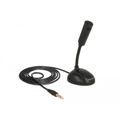 Delock Condenser Microphone Omni-Directional for Smartphone / Tablet with gooseneck 3.5 mm 4 pin stereo jack male + 3.5 mm stere