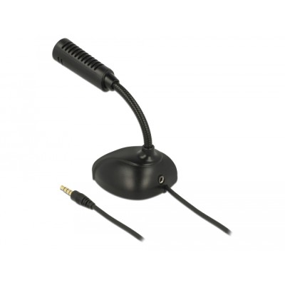 Delock Condenser Microphone Omni-Directional for Smartphone / Tablet with gooseneck 3.5 mm 4 pin stereo jack male + 3.5 mm stere 2