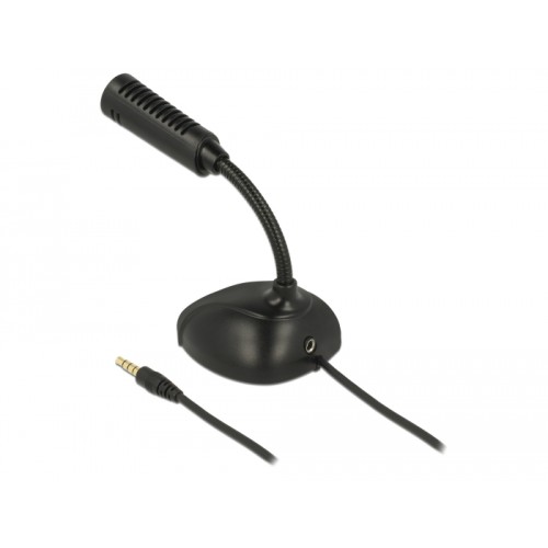 Delock Condenser Microphone Omni-Directional for Smartphone / Tablet with gooseneck 3.5 mm 4 pin stereo jack male + 3.5 mm stere