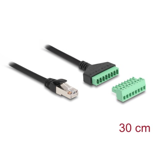 Delock RJ45 Cable Cat.6 plug to Terminal Block Adapter 30 cm 2-part