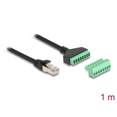 Delock RJ45 Cable Cat.6 plug to Terminal Block Adapter 1 m 2-part