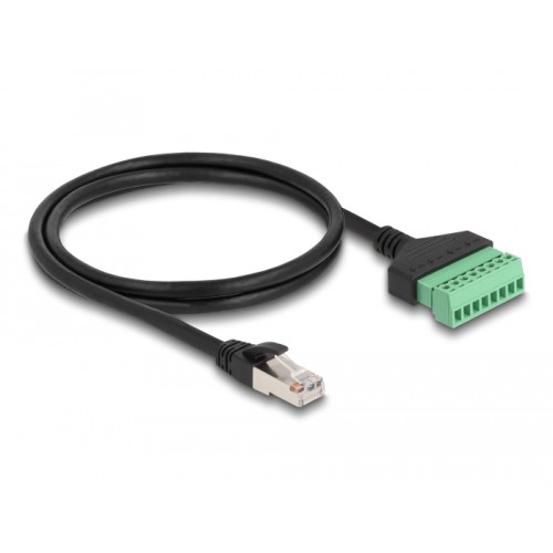 Delock RJ45 Cable Cat.6 plug to Terminal Block Adapter 1 m 2-part