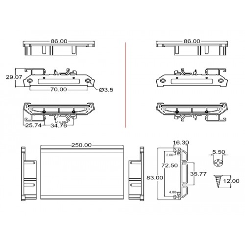 Delock Board Holder (72 mm) for DIN Rail 25 cm long