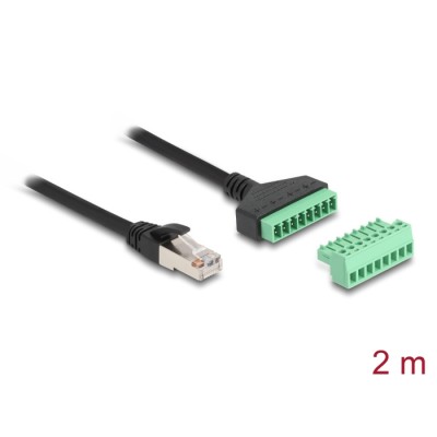 Delock RJ45 Cable Cat.6 plug to Terminal Block Adapter 2 m 2-part
