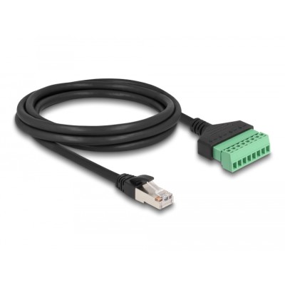 Delock RJ45 Cable Cat.6 plug to Terminal Block Adapter 2 m 2-part 2