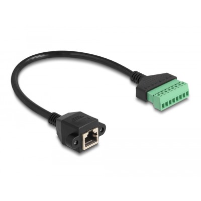 Delock RJ45 Cable Cat.6 female to Terminal Block Adapter for built-in 30 cm 2-part 2