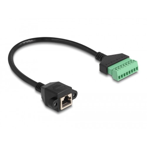 Delock RJ45 Cable Cat.6 female to Terminal Block Adapter for built-in 30 cm 2-part