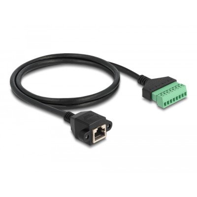 Delock RJ45 Cable Cat.6 female to Terminal Block Adapter for built-in 1 m 2-part 2