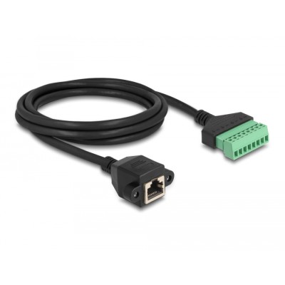 Delock RJ45 Cable Cat.6 female to Terminal Block Adapter for built-in 2 m 2-part 2