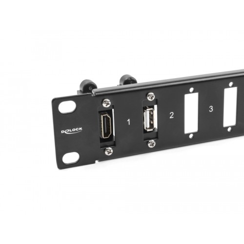 Delock 19″ Panel for Adapter with screw connection 16 port black