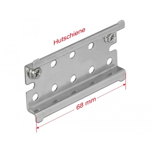 Delock DIN Rail Stainless Steel with End Stop for Wall Mounting