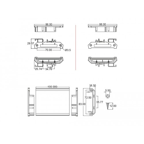 Delock Board Holder (72 mm) for DIN Rail 100 cm long