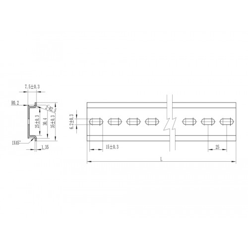 Delock DIN Rail 35 x 7.5 mm (10") Aluminium