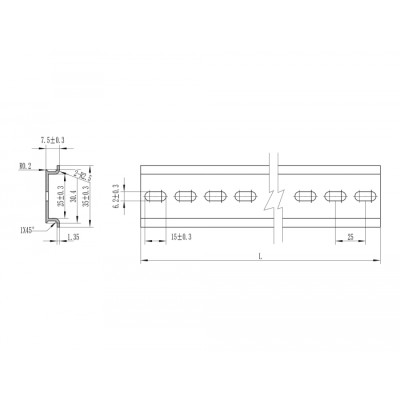 Delock DIN Rail 35 x 7.5 mm (50 cm) Aluminium 2