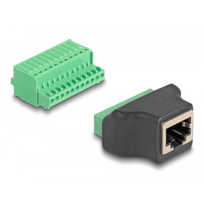 Delock RJ50 female to Terminal Block Adapter with push-button