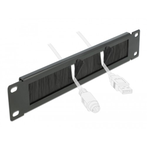 Delock 10″ Cable Management Brush Strip 1U black