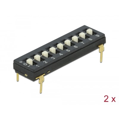 Delock DIP switch Tri-State 9-digit 2.54 mm pitch THT vertical black 2 pieces