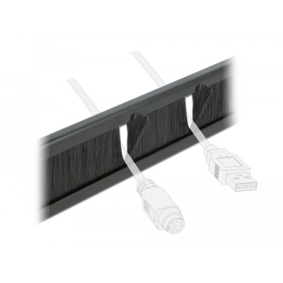 Delock 10″ Cable Management Brush Strip tool free 1U black 2