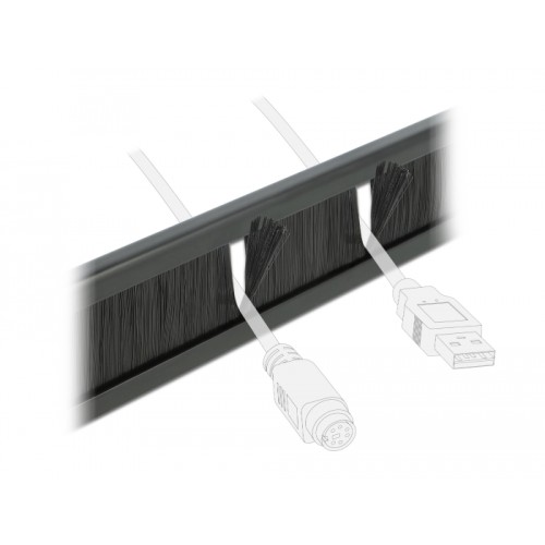 Delock 19″ Cable Management Brush Strip tool free 1U black