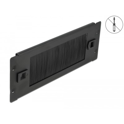 Delock 10″ Cable Management Brush Strip tool free 2U black