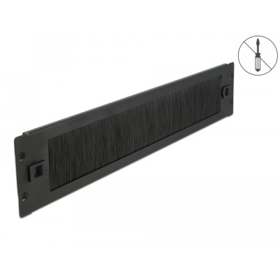 Delock 19″ Cable Management Brush Strip tool free 2U black