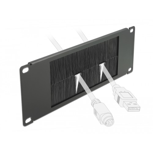 Delock 10″ Cable Management Brush Strip 2U black