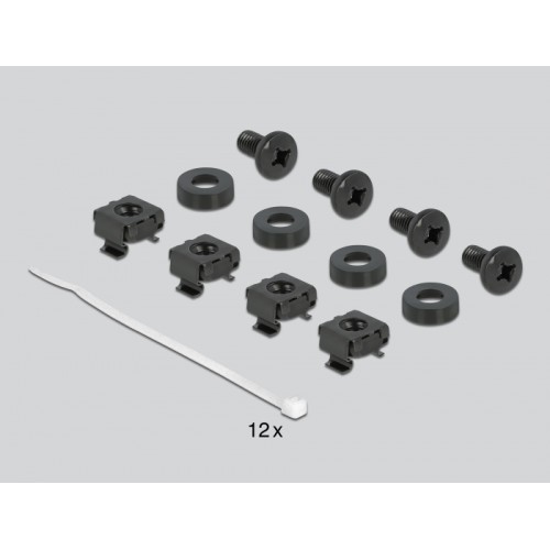 Delock 10″ Cable Management Brush Strip with Cable Support Plate 1U black