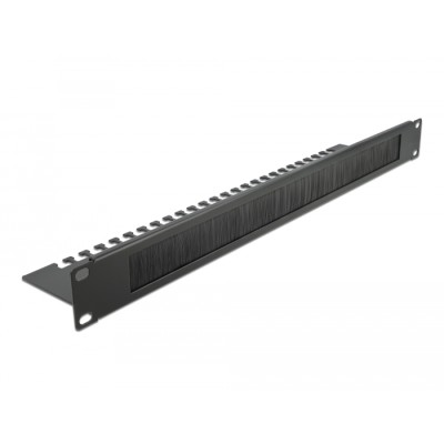 Delock 19″ Cable Management Brush Strip with Cable Support Plate 1U black